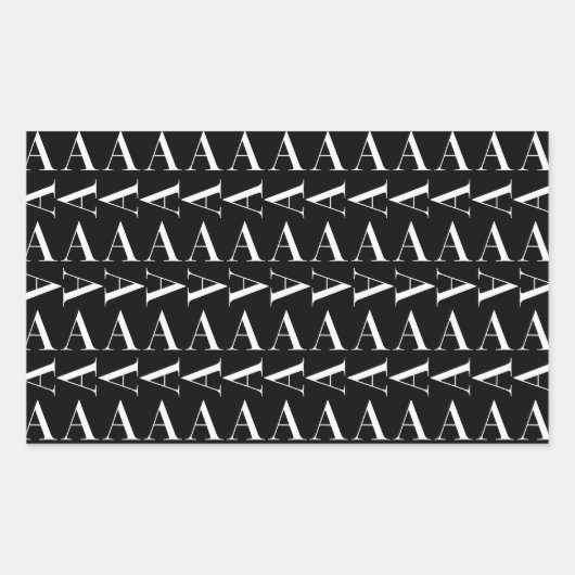 モノグラムイニシャル文字A、背景色の選択 長方形シール (正面)