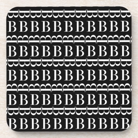 モノグラムイニシャル文字B、背景色の選択 コースター (正面)