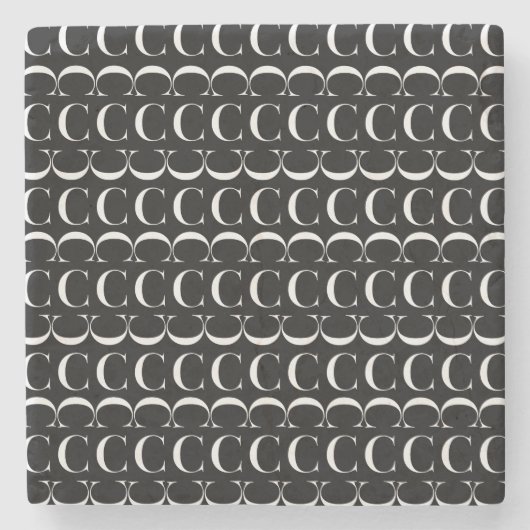 モノグラムイニシャル文字C ストーンコースター (正面)