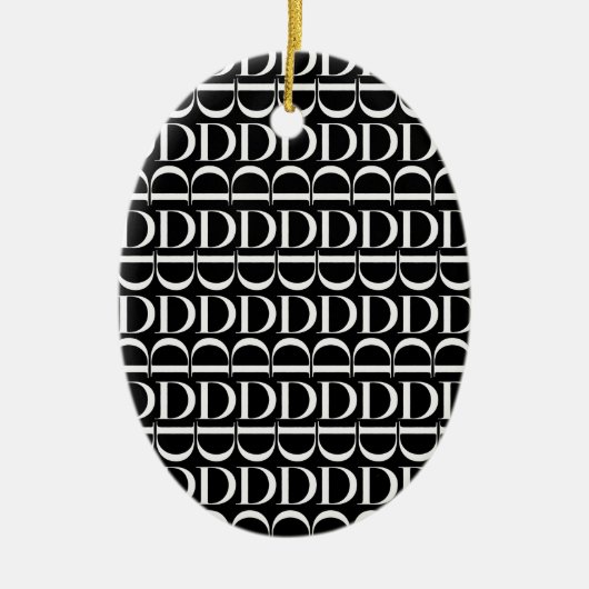 モノグラムイニシャル文字D セラミックオーナメント (正面)