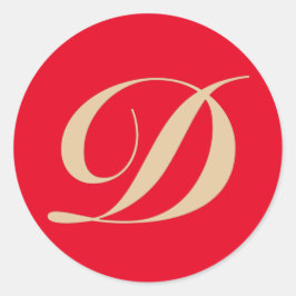 モノグラムイニシャル文字D ラウンドシール