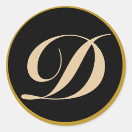 モノグラムイニシャル文字D ラウンドシール