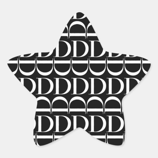 モノグラムイニシャル文字D 星シール (正面)