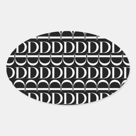 モノグラムイニシャル文字D 楕円形シール (正面)