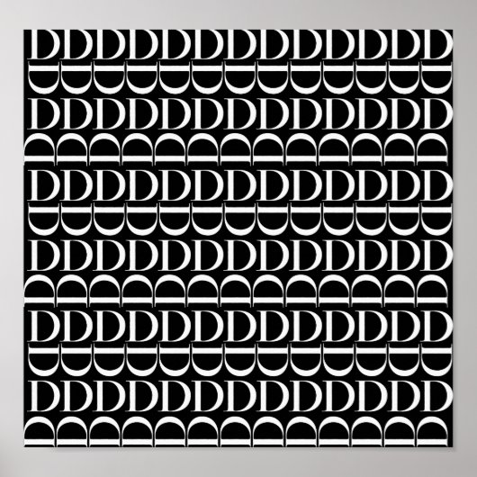 モノグラムイニシャル文字D、背景色の選択 ポスター (正面)