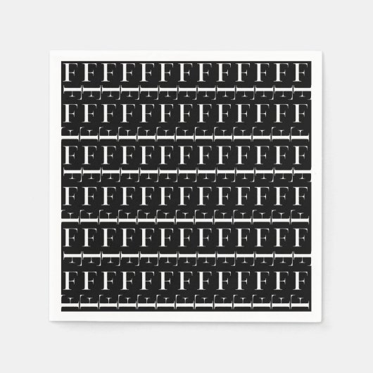 モノグラムイニシャル文字F スタンダードカクテルナプキン (正面)