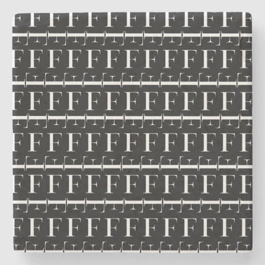 モノグラムイニシャル文字F ストーンコースター (正面)