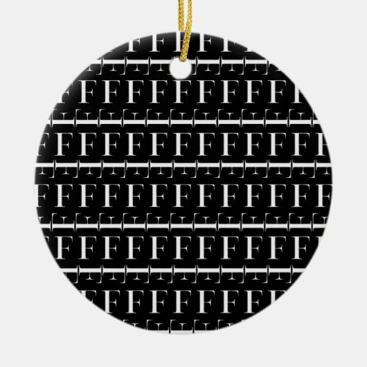 モノグラムイニシャル文字F、背景色の選択 セラミックオーナメント (正面)