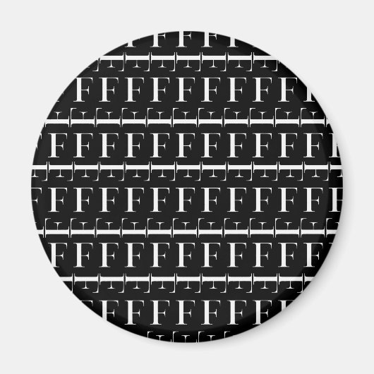 モノグラムイニシャル文字F、背景色の選択 マグネット (正面)