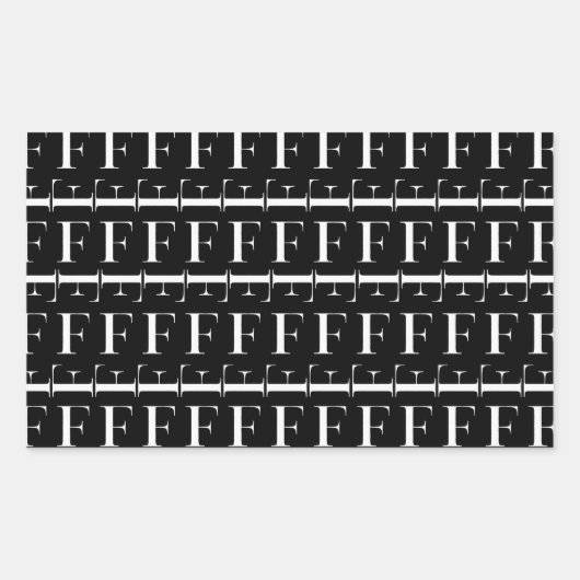モノグラムイニシャル文字F 長方形シール (正面)