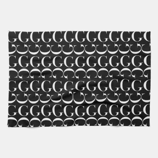 モノグラムイニシャル文字G キッチンタオル (横)