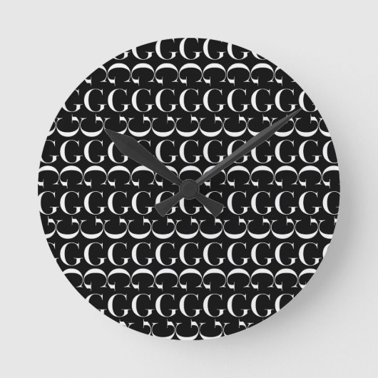モノグラムイニシャル文字G ラウンド壁時計 (正面)
