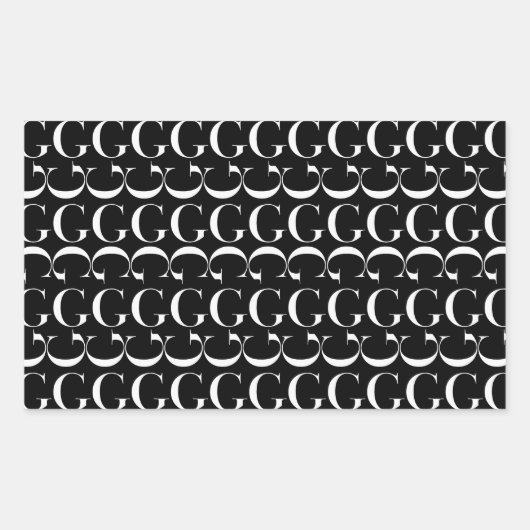 モノグラムイニシャル文字G 長方形シール (正面)