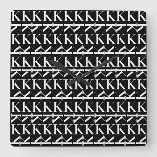 モノグラムイニシャル文字K スクエア壁時計 (正面)