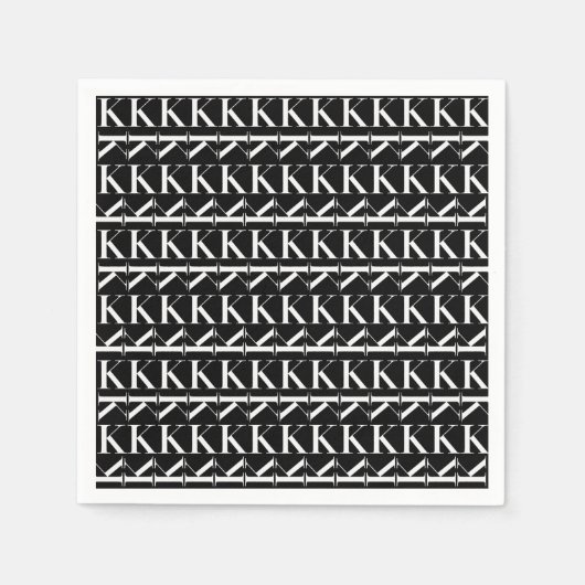 モノグラムイニシャル文字K スタンダードカクテルナプキン (正面)