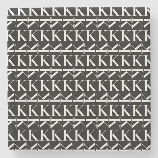 モノグラムイニシャル文字K ストーンコースター (正面)