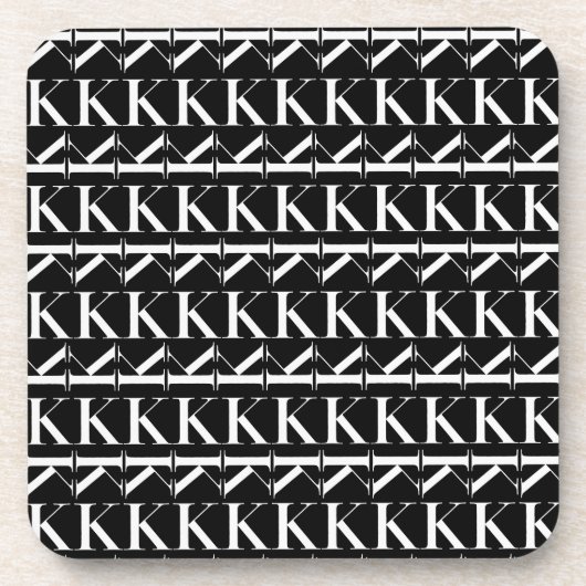 モノグラムイニシャル文字K、背景色の選択 コースター (正面)