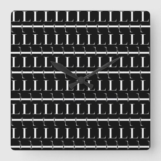 モノグラムイニシャル文字L スクエア壁時計 (正面)