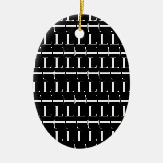 モノグラムイニシャル文字L セラミックオーナメント (正面)