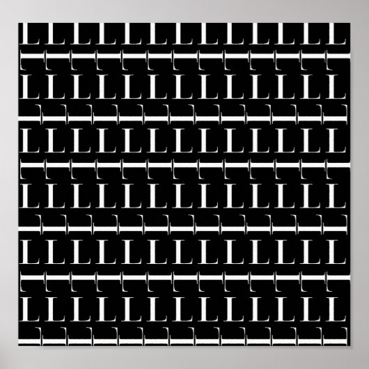 モノグラムイニシャル文字L、背景色の選択 ポスター (正面)