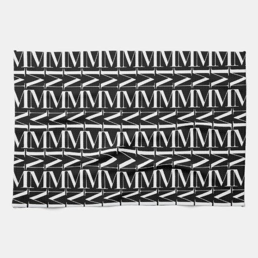 モノグラムイニシャル文字M キッチンタオル (横)