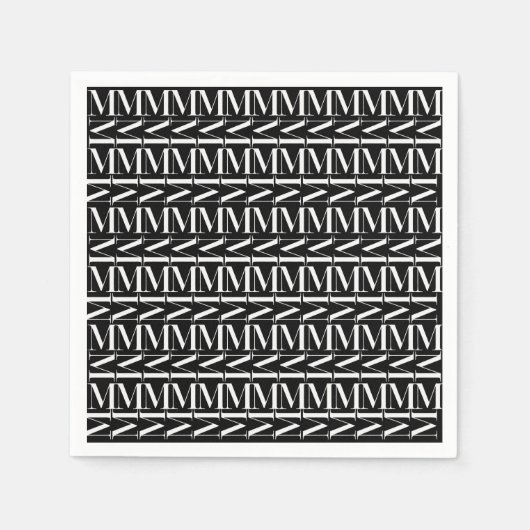 モノグラムイニシャル文字M スタンダードカクテルナプキン (正面)