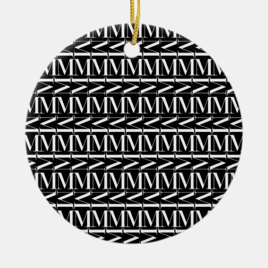モノグラムイニシャル文字M セラミックオーナメント (正面)