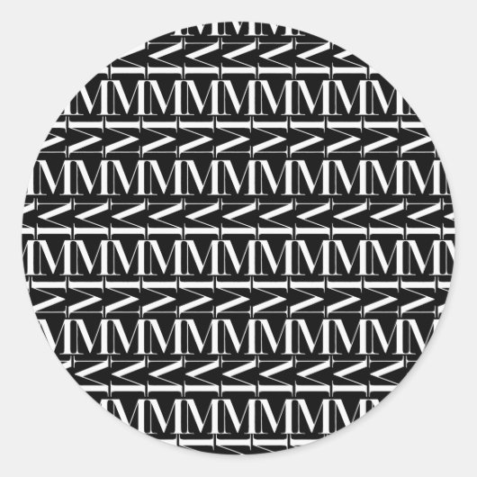 モノグラムイニシャル文字M ラウンドシール (正面)