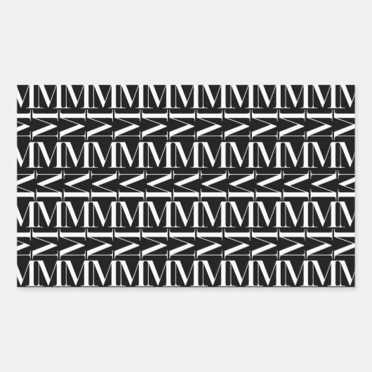 モノグラムイニシャル文字M 長方形シール (正面)