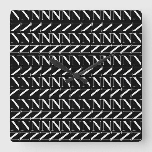 モノグラムイニシャル文字N スクエア壁時計 (正面)