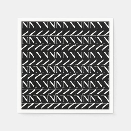 モノグラムイニシャル文字N スタンダードカクテルナプキン (正面)