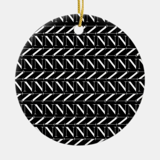 モノグラムイニシャル文字N セラミックオーナメント (正面)