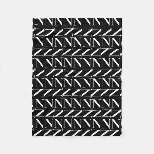 モノグラムイニシャル文字N フリースブランケット (正面)