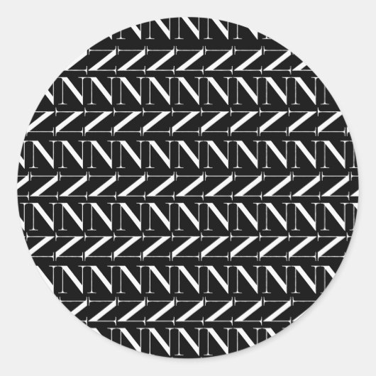 モノグラムイニシャル文字N ラウンドシール (正面)