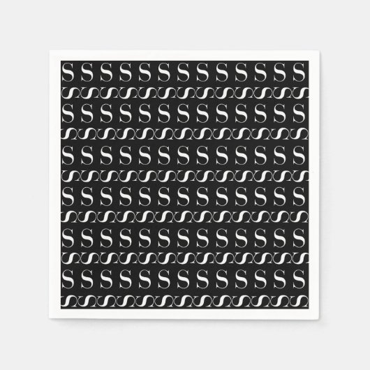 モノグラムイニシャル文字S スタンダードカクテルナプキン (正面)