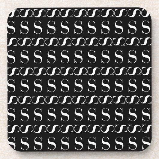 モノグラムイニシャル文字S、背景色の選択 コースター (正面)