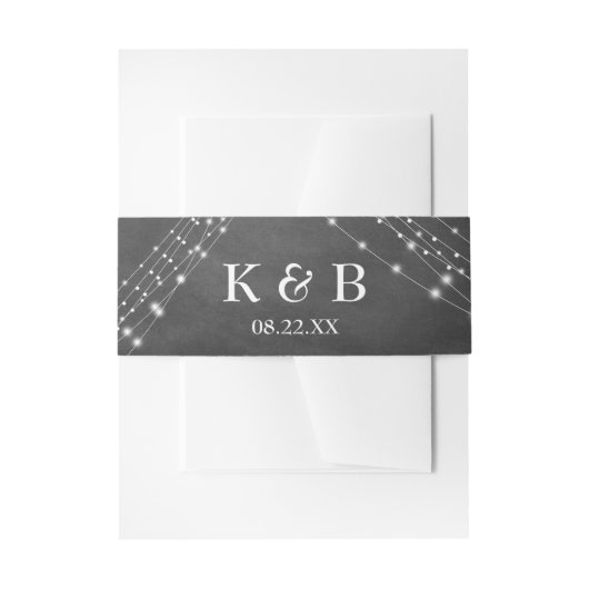 モノグラムイニシャル日付Chalkboard & Light文字列 招待状ベリーバンド (正面例)