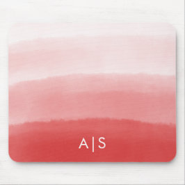 モノグラムイニシャル水の色あせサンゴ赤グラデーション マウスパッド