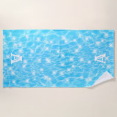 モノグラムイニシャル水リップル水テクスチモダンャ ビーチタオル (正面)