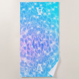 モノグラムイニシャル水リップル水テクスチモダンャ ビーチタオル