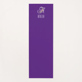 モノグラムイニシャル水彩フラワーパープル ヨガマット