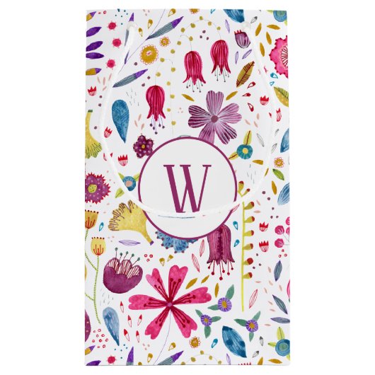 モノグラムイニシャル水彩花模様 スモールペーパーバッグ (裏面)