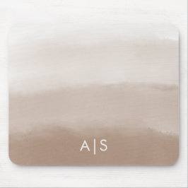 モノグラムイニシャル水色マッシュルームグラデーション茶 マウスパッド