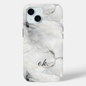 モノグラムイニシャル白グレー黒金ゴールド大理石 Case-Mate iPhoneケース (裏面)