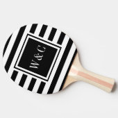 モノグラムイニシャル白黒ストライプ 卓球ラケット (横)