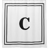 モノグラムイニシャル白黒デコール名前をカスタムする シャワーカーテン (正面)