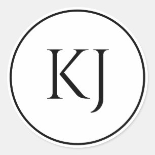 モノグラムイニシャル白黒ミニマル結婚リスト ラウンドシール