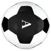 モノグラムイニシャル白黒名前をカスタムするプレゼント サッカーボール (回転)