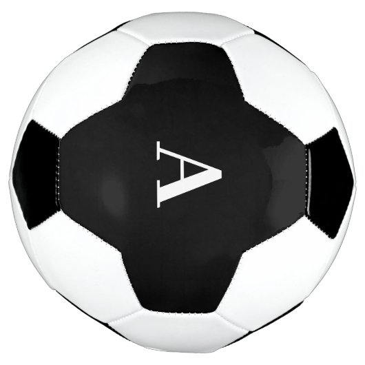 モノグラムイニシャル白黒名前をカスタムするプレゼント サッカーボール (回転)