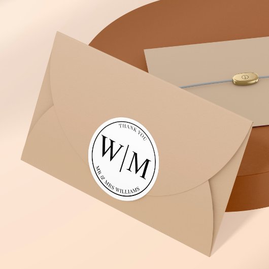 モノグラムイニシャル結婚手紙ありがとう ラウンドシール
